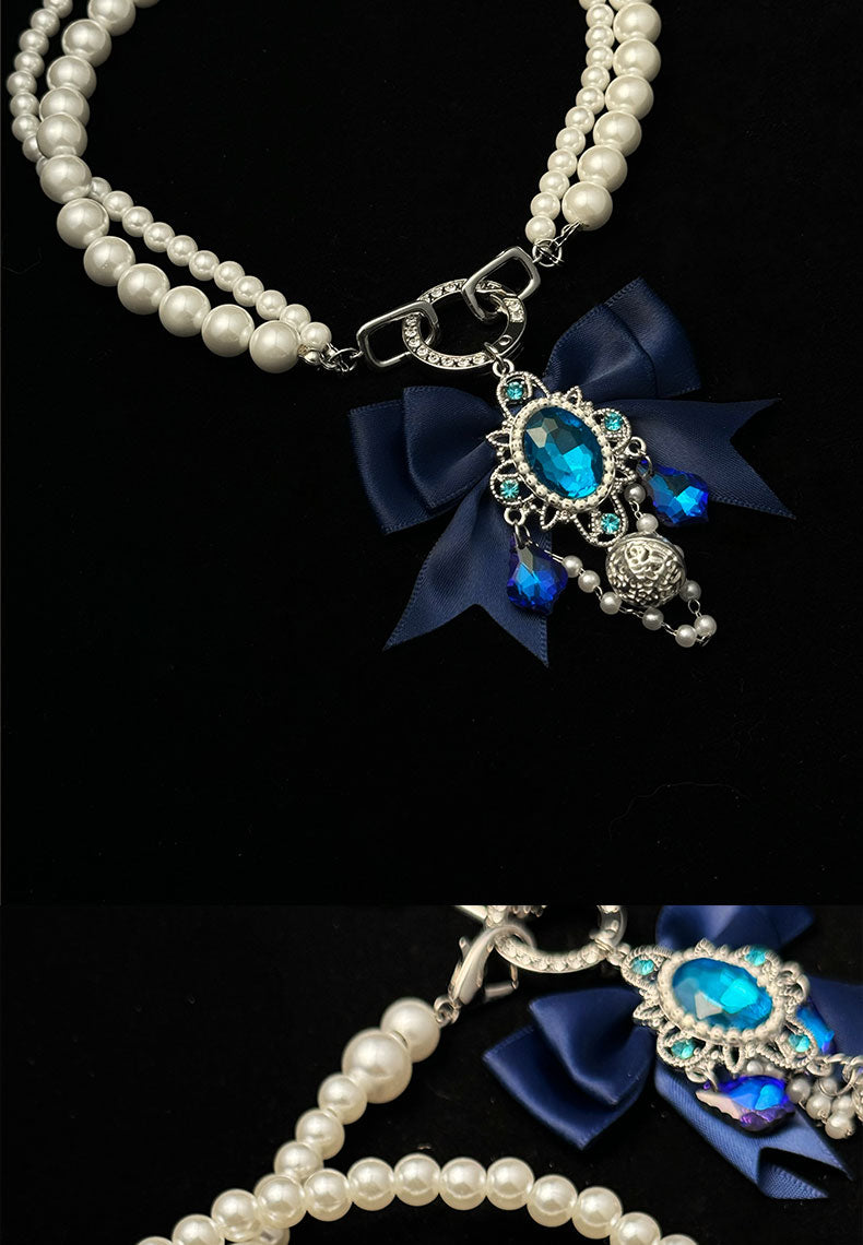Chundu Chilldo | Original Design Blue Danube Pearl Ball Collar Dual-purpose Couple Choker Set