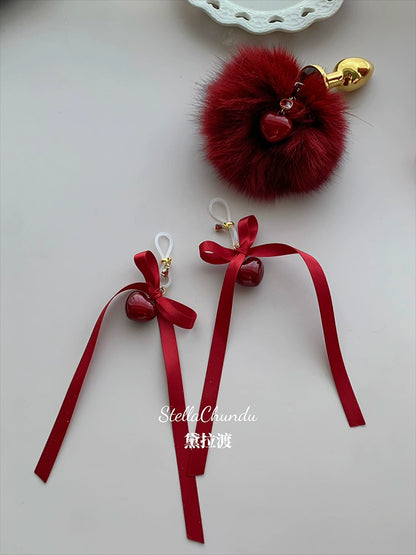 Chundu chilldo x Della Du "Ballet Cherry" bow silicone ring R ring puppy water bell