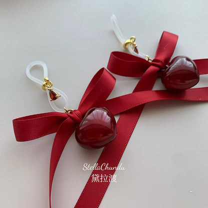 Chundu chilldo x Della Du "Ballet Cherry" bow silicone ring R ring puppy water bell