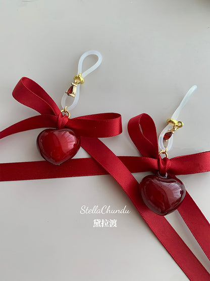 Chundu chilldo x Della Du "Ballet Cherry" bow silicone ring R ring puppy water bell