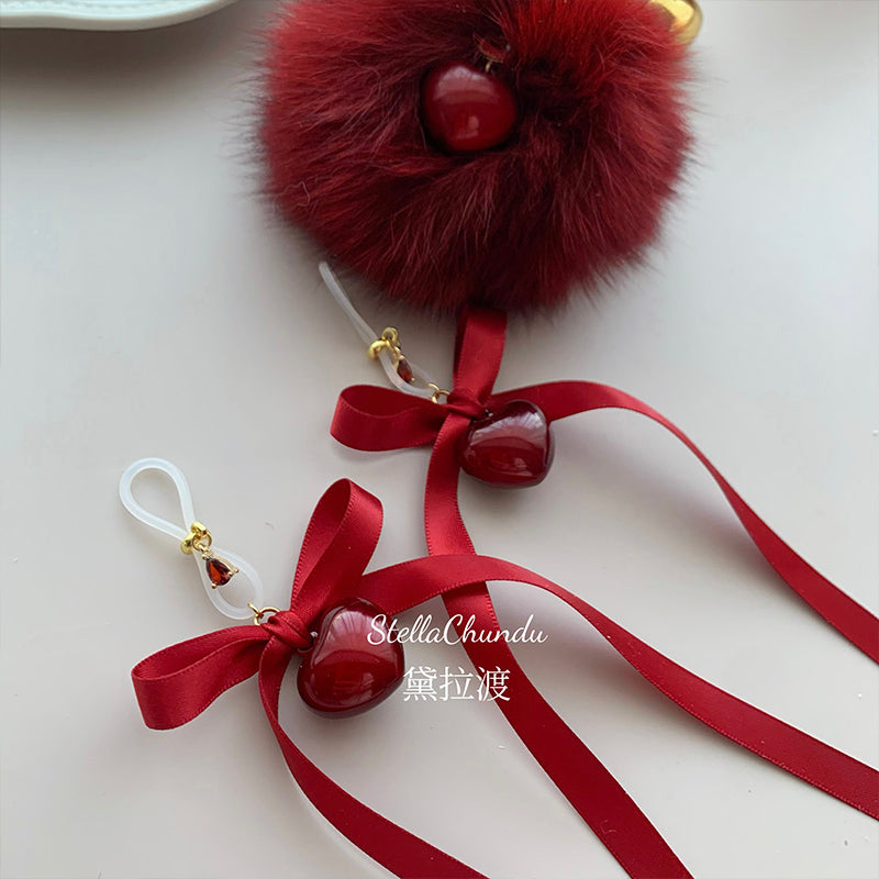 Chundu chilldo x Della Du "Ballet Cherry" bow silicone ring R ring puppy water bell